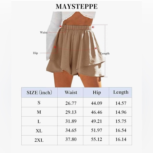 NWOT Women’s Size Large High Waist Tan Ruffled Shorts - Picture 3 of 12